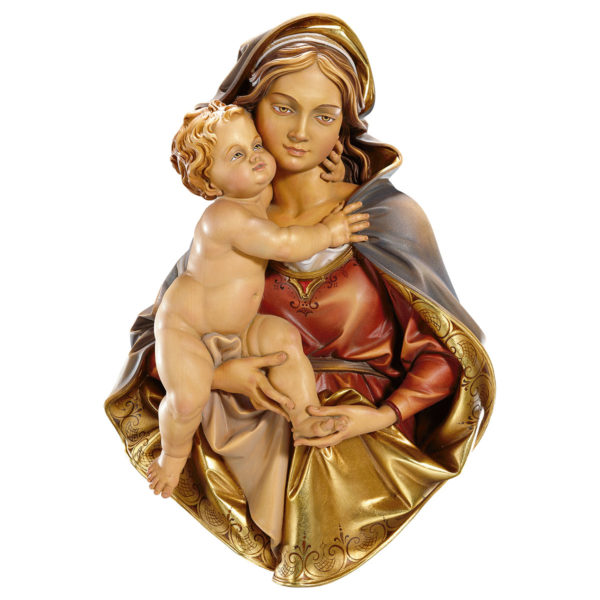 Madonna con bambino da parete in legno