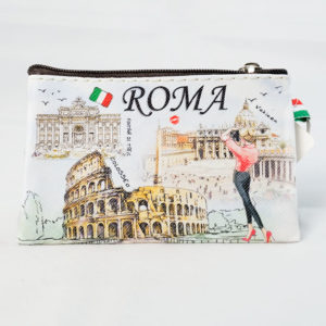 Portamonete con monumenti Roma bianco