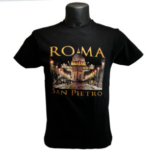 T-shirt cotone nera con San Pietro di Sera