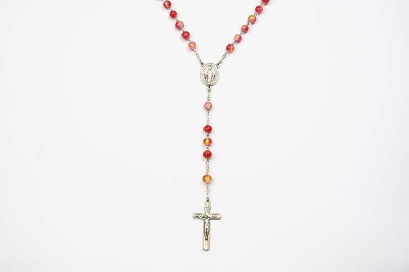 ROS111 rosario in vetro rosso