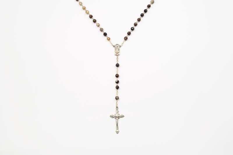 ROS123 Rosario in vetro marrone