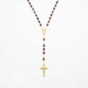 rosario in vetro rosso bordò