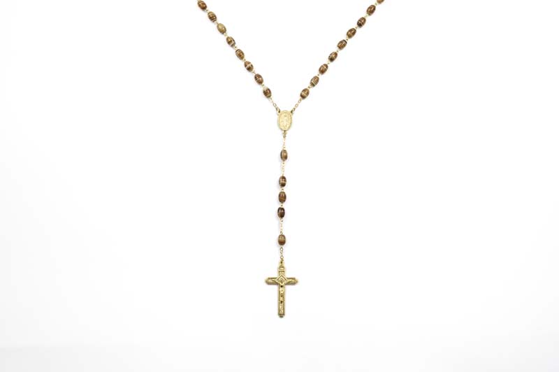 ROS132 Rosario in vetro d'ambra