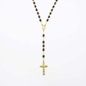 Rosario in vetro marrone