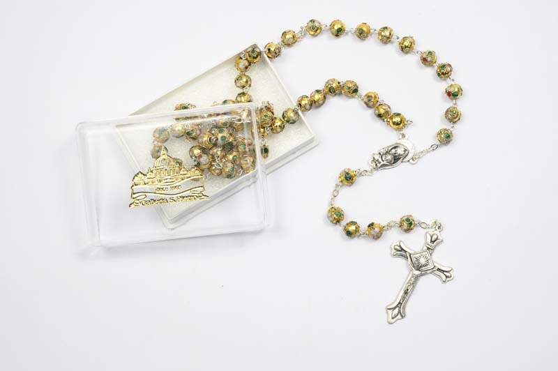 ROS47 Rosario cloisonnè giallo