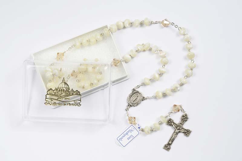 ROS54 Rosario madreperla e cristallo