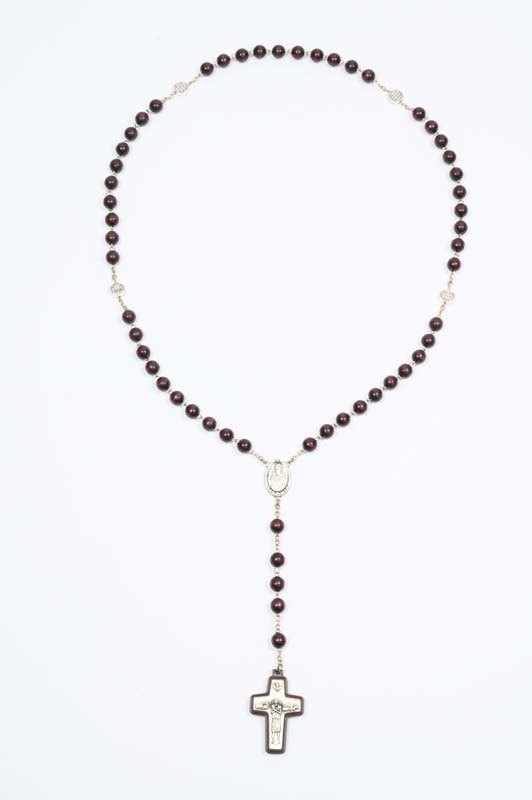 ROS77 Rosario in legno con croce del buon pastore