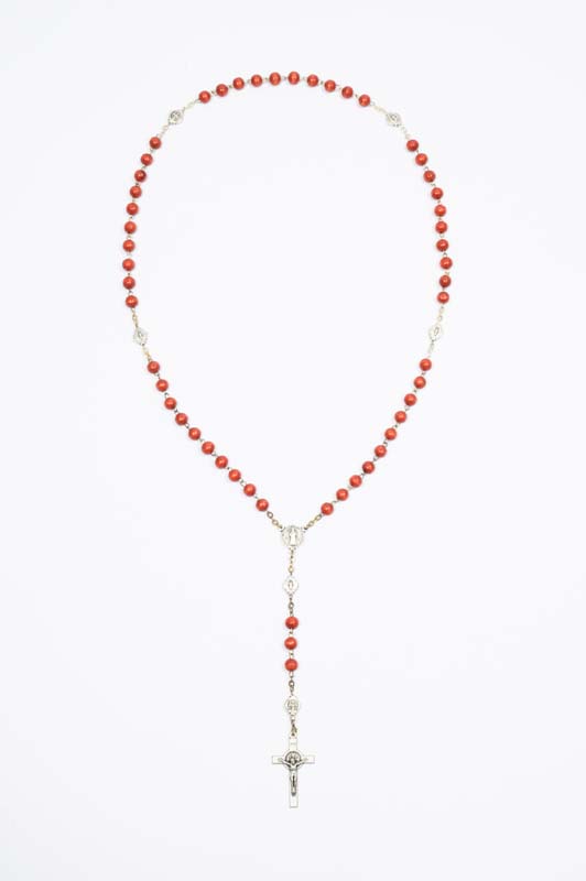 ROS89 Rosario in legno rosso