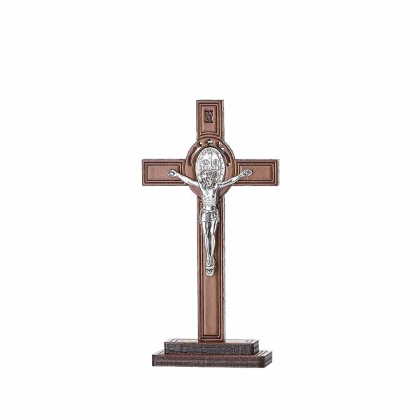 Croce San Benedetto legno con base
