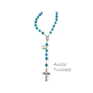 Rosario in pietra aulite turchese