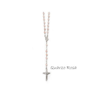 Rosario argento Quarzo Rosa