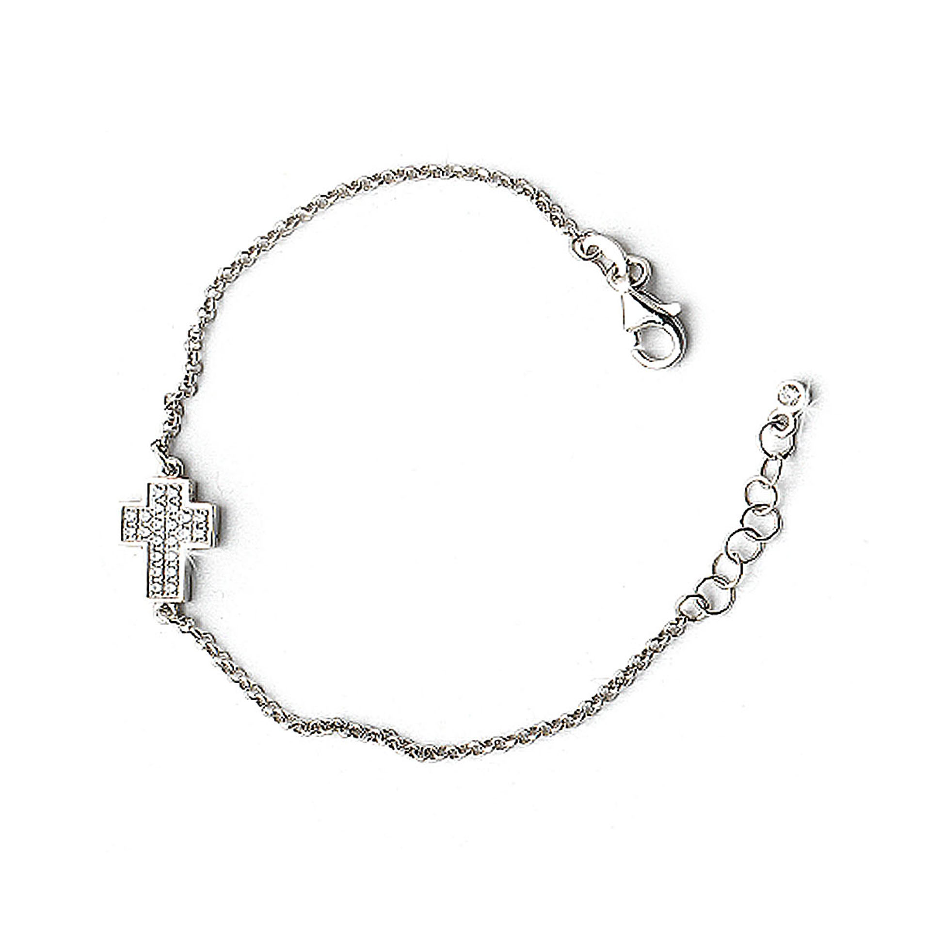 Bracciale argento rodiato con croce
