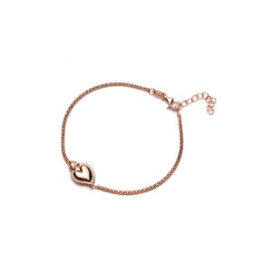 Bracciale argento rosato con cuore